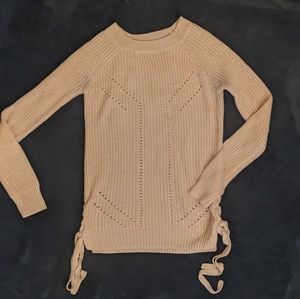 Peach sweater with side ties size xs